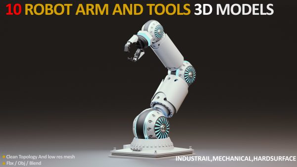 10 Industrial Robot Arm and 5 tools 3D model