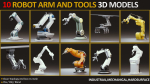 10 Industrial Robot Arm and 5 tools 3D model