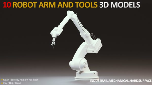 10 Industrial Robot Arm and 5 tools 3D model