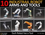 10 Industrial Robot Arm and 5 tools 3D model