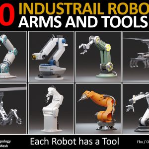 10 Industrial Robot Arm and 5 tools 3D model