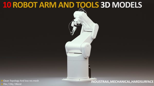 10 Industrial Robot Arm and 5 tools 3D model