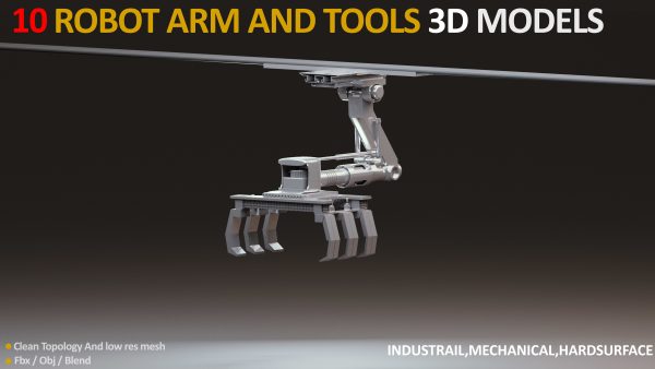 10 Industrial Robot Arm and 5 tools 3D model