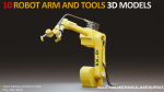 10 Industrial Robot Arm and 5 tools 3D model