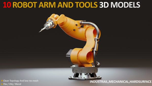 10 Industrial Robot Arm and 5 tools 3D model