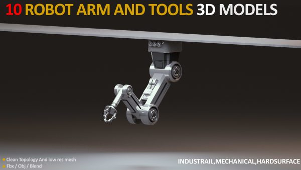 10 Industrial Robot Arm and 5 tools 3D model