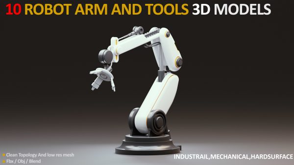 10 Industrial Robot Arm and 5 tools 3D model