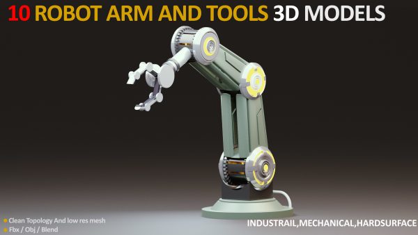 10 Industrial Robot Arm and 5 tools 3D model