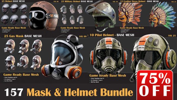 157 Mask and Helmet Base Mesh Bundle