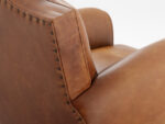 1940s French Mustache Leather Club Swivel Chair