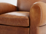 1940s French Mustache Leather Club Swivel Chair