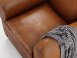 1940s French Mustache Leather Club Swivel Chair