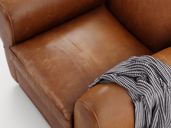 1940s French Mustache Leather Club Swivel Chair
