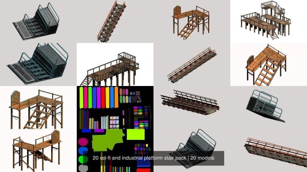 20 sci-fi and industrial platform stair pack
