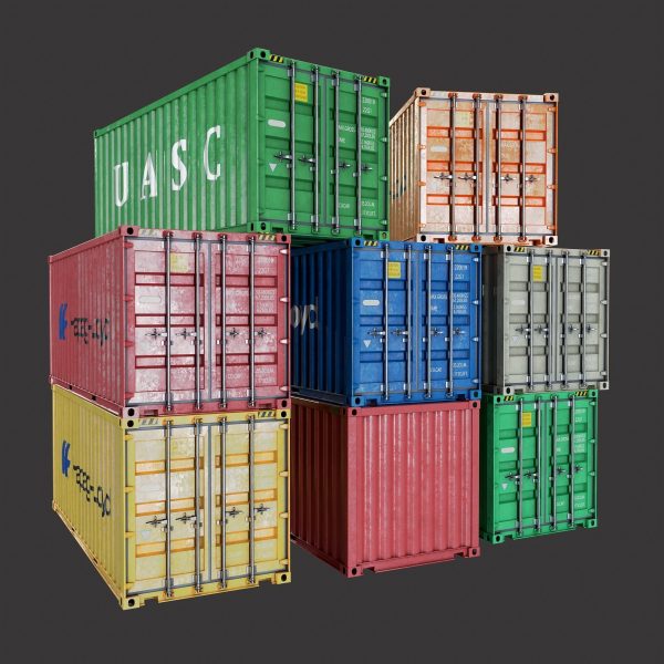 20Ft Containers Low-poly 3d model
