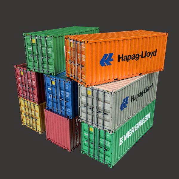 20Ft Containers Low-poly 3d model