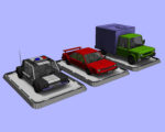 3 Cartoon Low Poly Cars Set