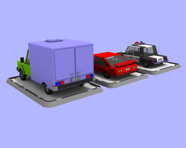3 Cartoon Low Poly Cars Set