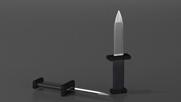 3d knife with leather hadle in 3d studio max