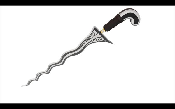 Keris sword with wooden handle