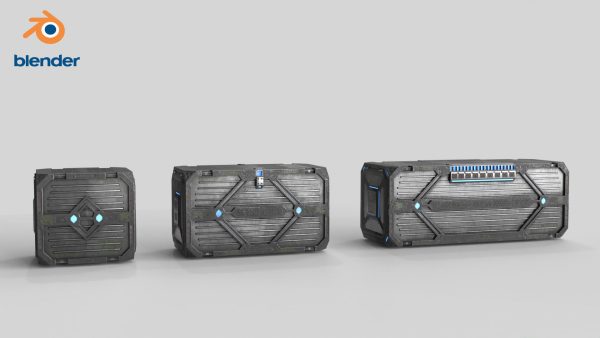 3D Sci-fi Container set of 3 v2