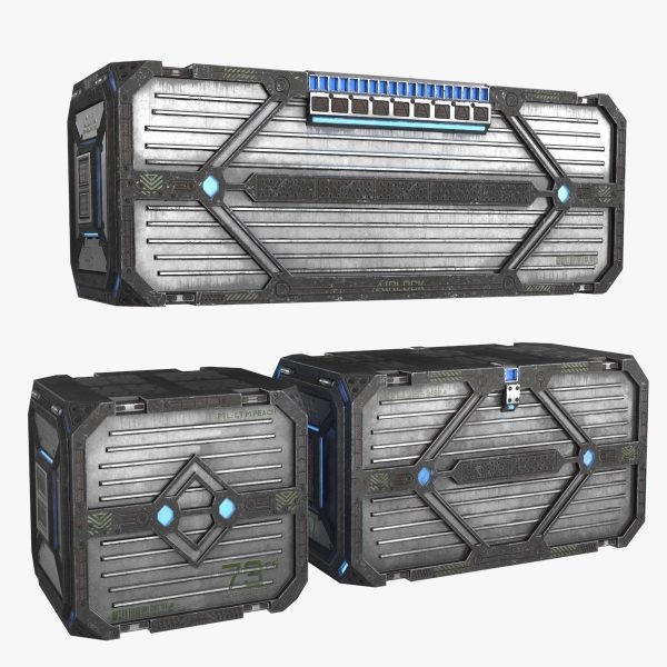 3D Sci-fi Container set of 3 v2