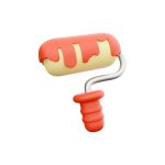 3d Simple paint roller with dripping red paint
