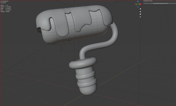3d Simple paint roller with dripping red paint