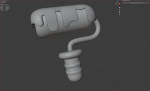 3d Simple paint roller with dripping red paint