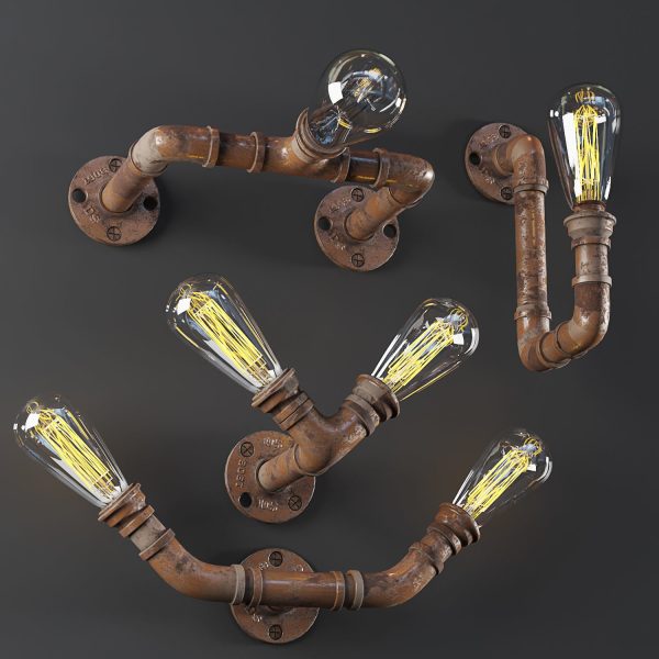 3dasset industrial pipe wall lights3