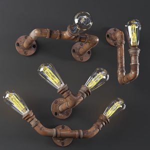3dasset industrial pipe wall lights3
