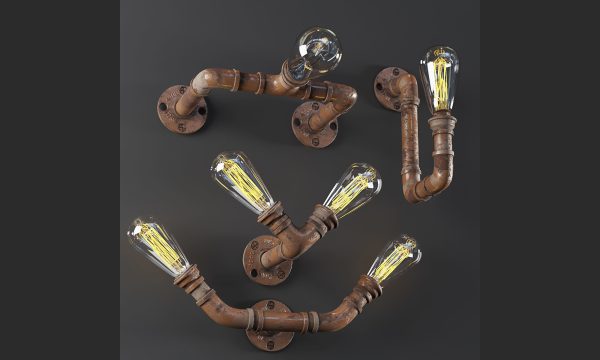 3dasset industrial pipe wall lights3