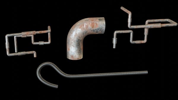4 types of 3d modeling realistic old rusty pipes folder