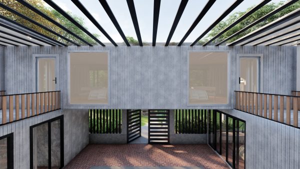 40 ft Five Container Two Story House 3D Model 3ds Max