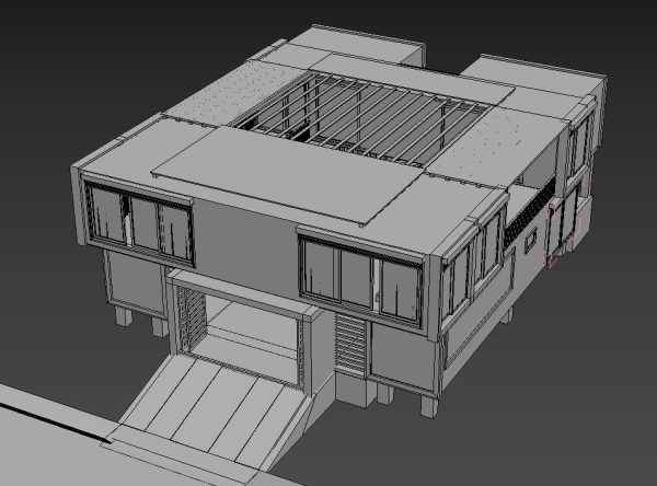 40 ft Five Container Two Story House 3D Model 3ds Max