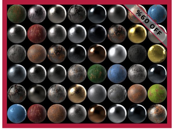 50 Metal Metallic Steel Seamless PBR Textures Pack Bundle