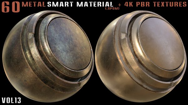 60 Metal Smart Materials and 4k PBR Textures - Vol 13