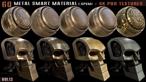 60 Metal Smart Materials and 4k PBR Textures - Vol 13