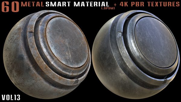60 Metal Smart Materials and 4k PBR Textures - Vol 13