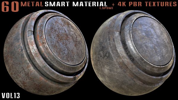 60 Metal Smart Materials and 4k PBR Textures - Vol 13