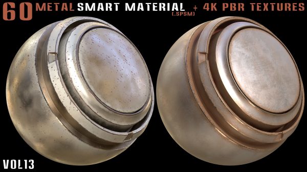 60 Metal Smart Materials and 4k PBR Textures - Vol 13