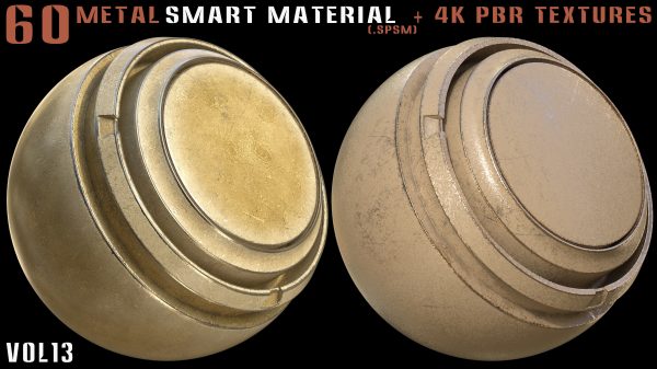 60 Metal Smart Materials and 4k PBR Textures - Vol 13