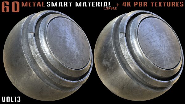 60 Metal Smart Materials and 4k PBR Textures - Vol 13