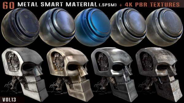 60 Metal Smart Materials and 4k PBR Textures - Vol 13