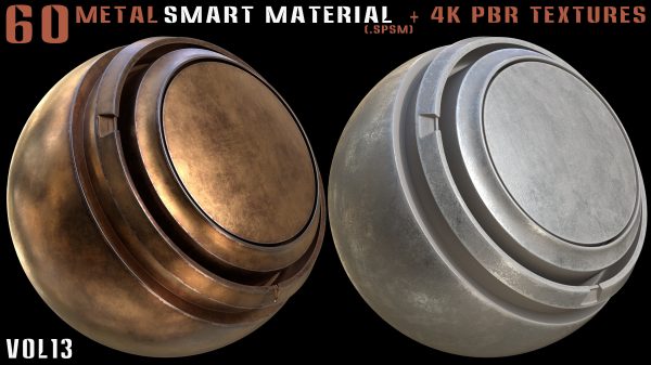 60 Metal Smart Materials and 4k PBR Textures - Vol 13