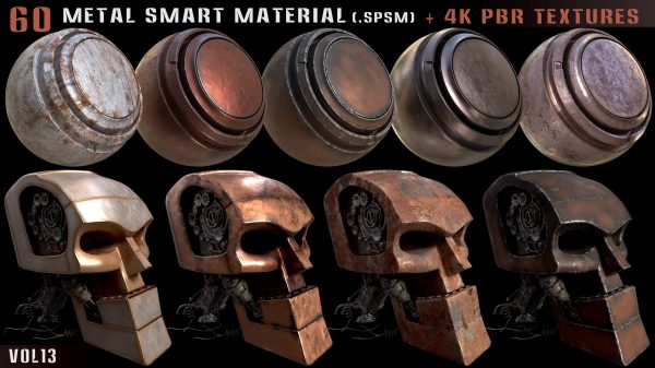 60 Metal Smart Materials and 4k PBR Textures - Vol 13