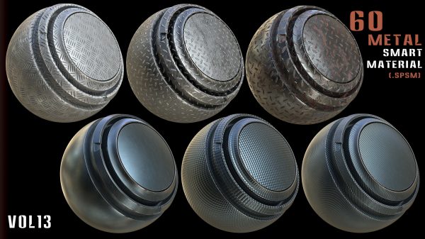 60 Metal Smart Materials and 4k PBR Textures - Vol 13