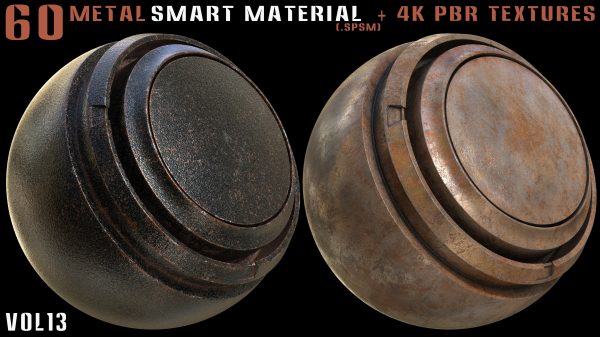 60 Metal Smart Materials and 4k PBR Textures - Vol 13