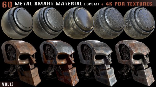 60 Metal Smart Materials and 4k PBR Textures - Vol 13