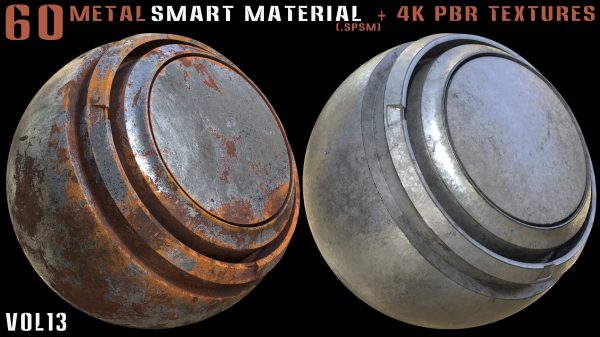 60 Metal Smart Materials and 4k PBR Textures - Vol 13